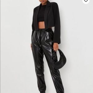 Missguided faux leather joggers